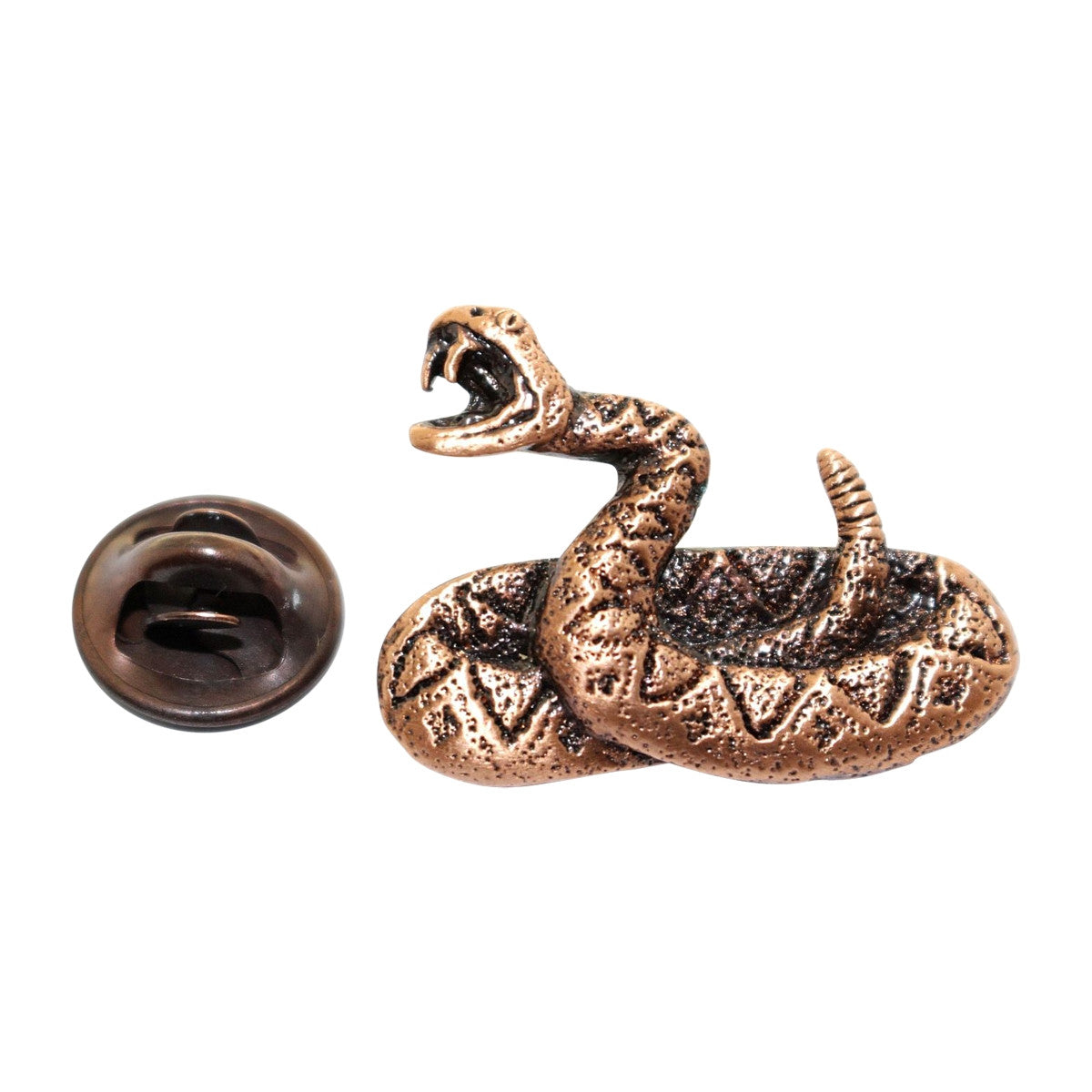Rattlesnake Pin ~ Antiqued Copper ~ Lapel Pin ~ Sarah's Treats & Treasures